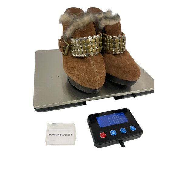 Michael Kors Women's Brown Suede Fur Trim Slip On Studded Heeled Mule Clogs 7.5M - Picture 8 of 8